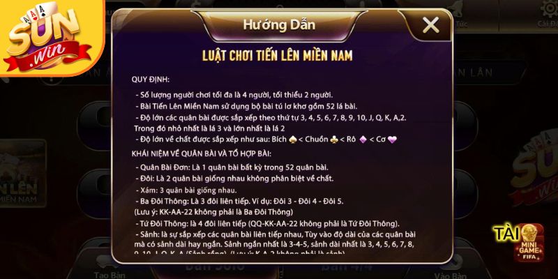 Đánh Bài Tiến Lên Miền Nam Sunwin - Game Sát Phạt Hot 2 Quy tắc chặt trong đánh bài tiến lên miền nam Sunwin
